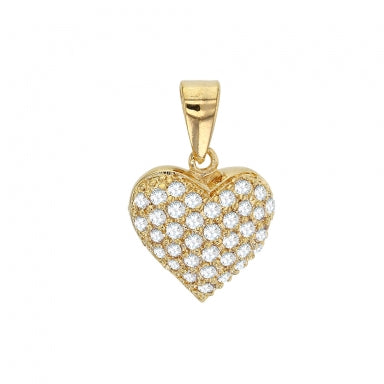 Pendentif Plaqué or coeur recto oxydes de zirconium, verso ajouré