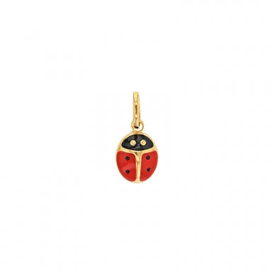 Pendentif Plaqué or en forme de coccinelle en émail