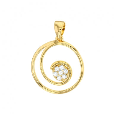 Pendentif Plaqué or forme spirale avec oxydes de zirconium au centre