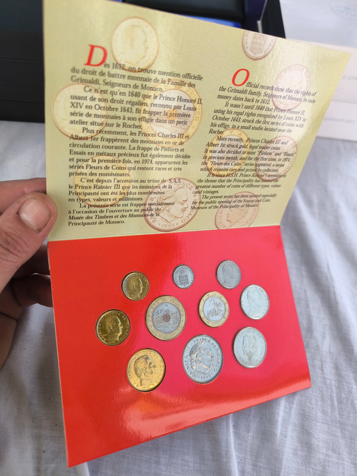Coffret Officiel Monaco 1995 – Série Complète "Francs"