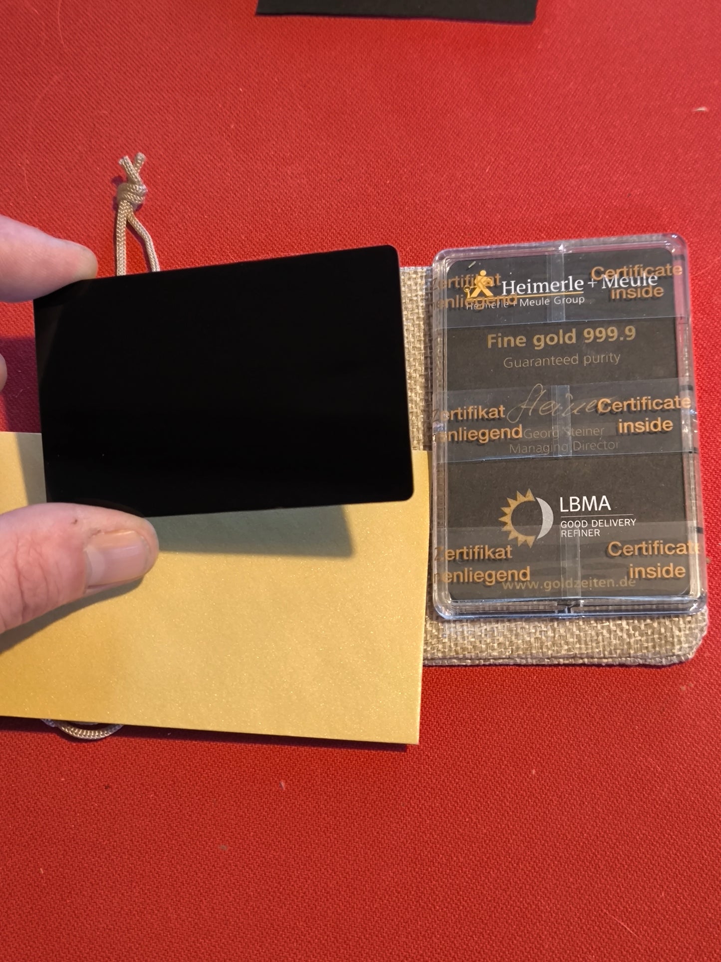 Lingot 1g or fin 999.9 avec carte