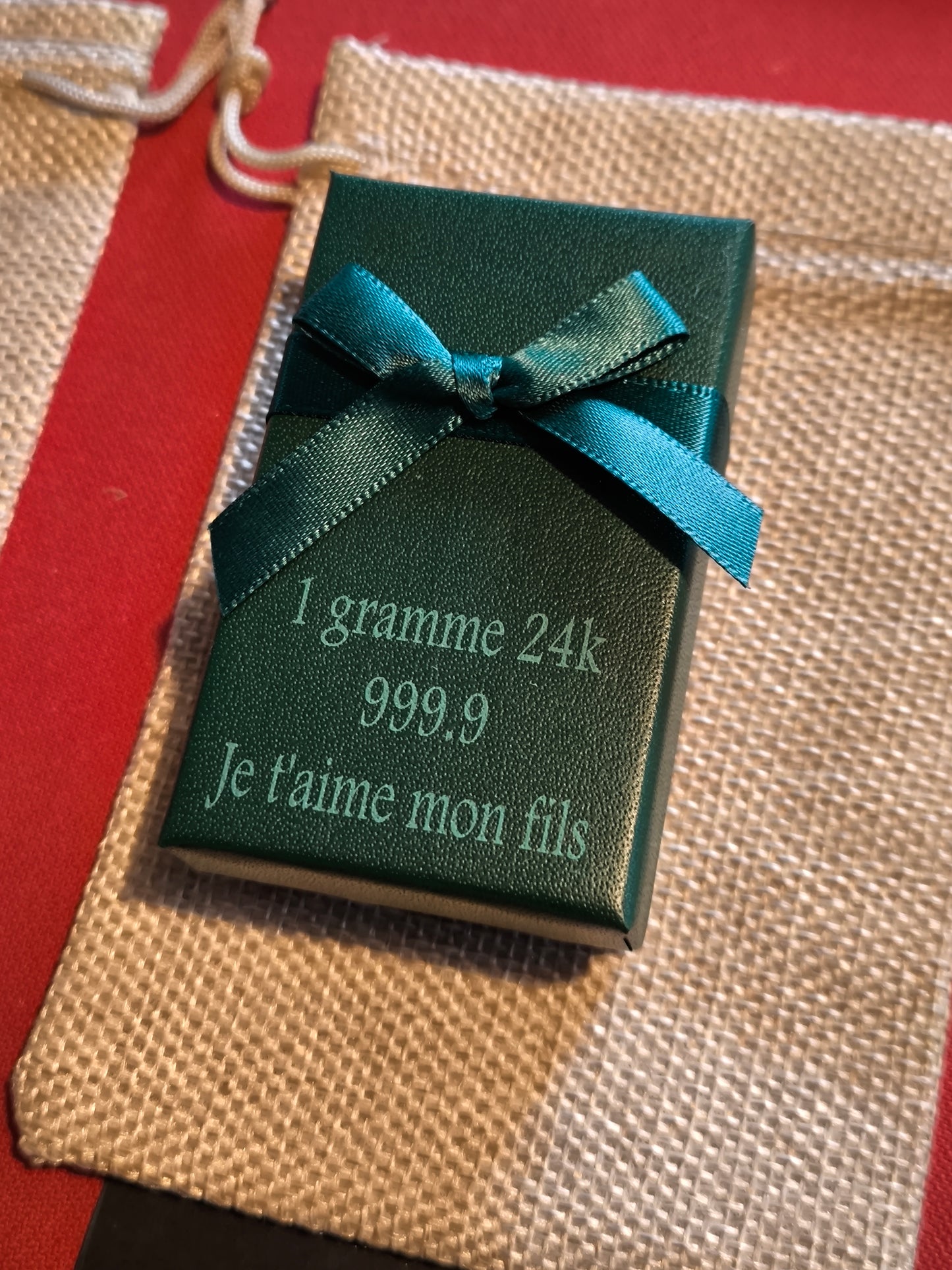 Lingot 1g or fin 999.9 en écrin personnalisé au laser