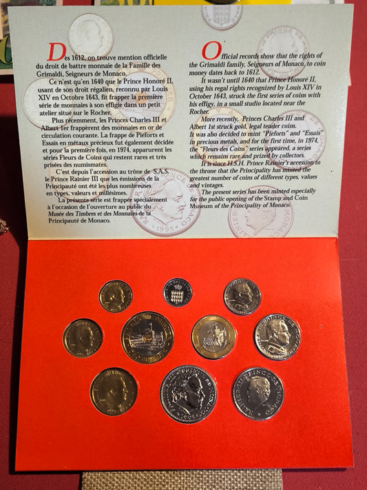 Coffret monnaies monaco 1995