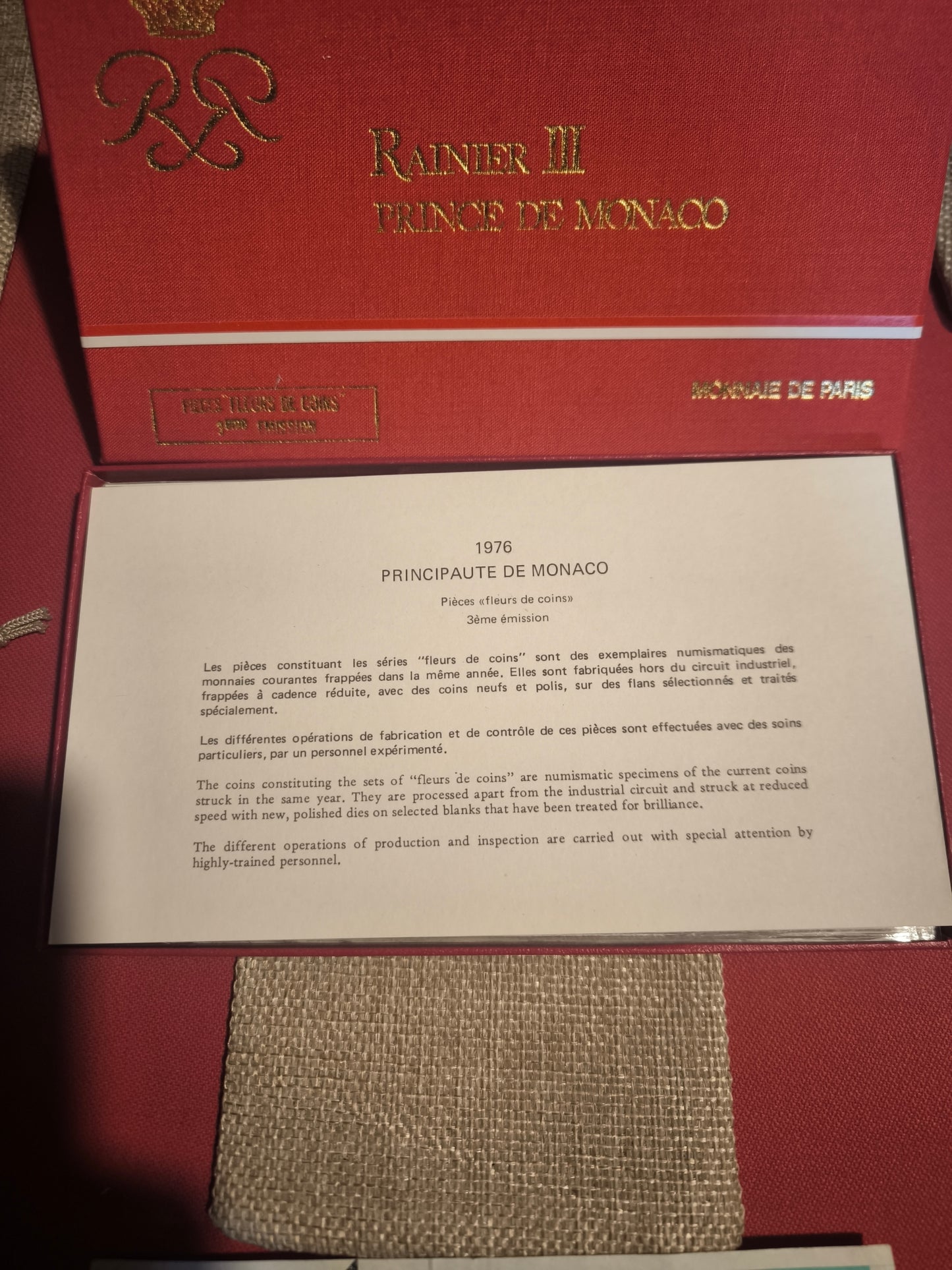 Coffret fleurs de coins Monaco avec Monaie en argent