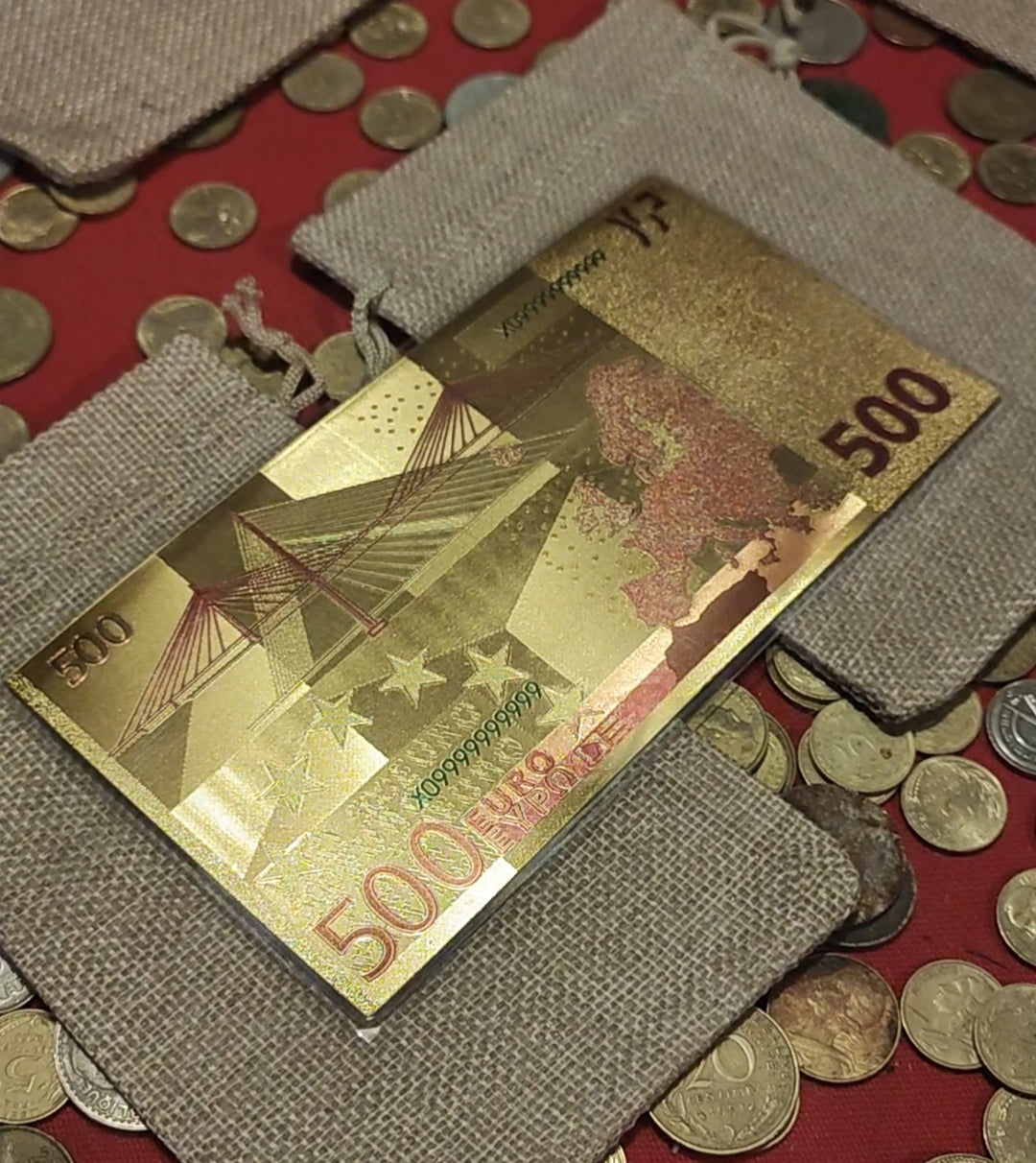 Billet 500 euros doré avec 1g d'or fin