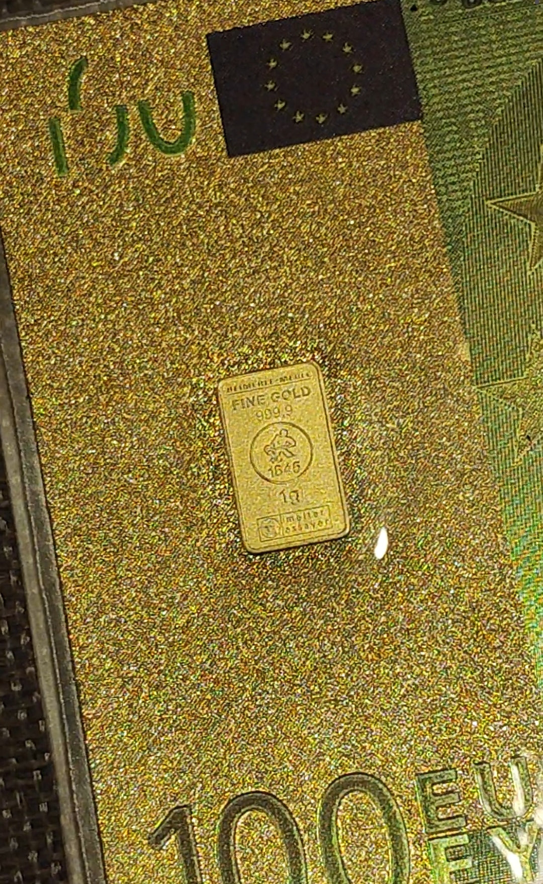 Billet 100 euros doré collector avec 1g d'or fin
