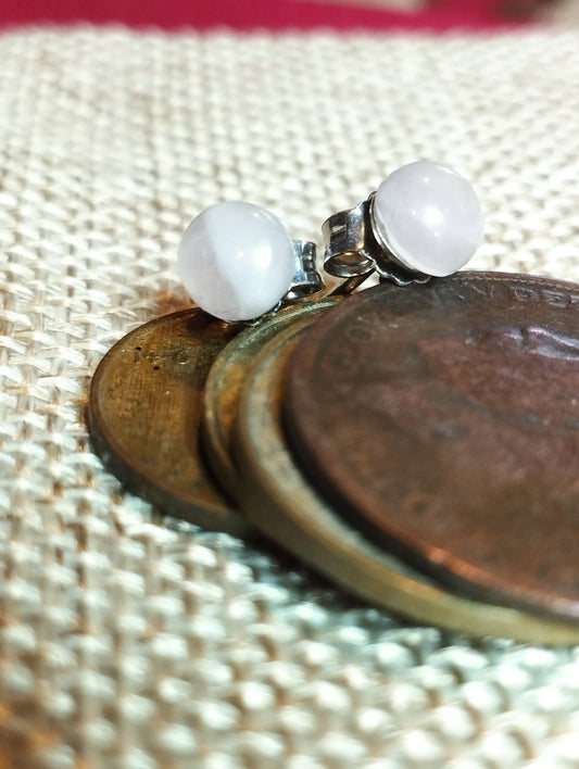 Boucles d'oreilles en argent 925/1000 rhodié et Quartz Rose