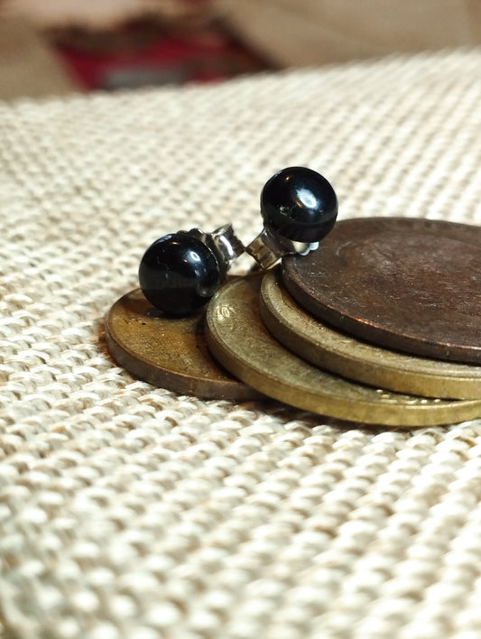 Boucles d'oreilles en argent 925/1000 rhodié et Onyx