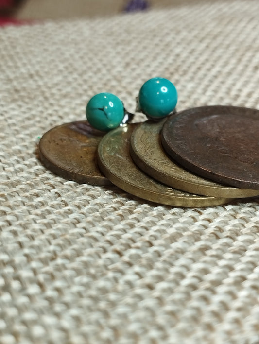 Boucles d'oreilles en argent 925/1000 rhodié et Turquoise reconstituée