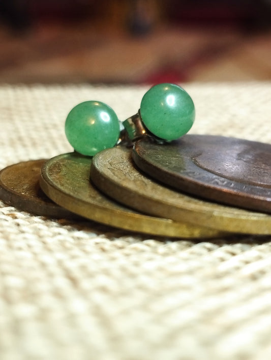 Boucles d'oreilles en argent 925/1000 rhodié et Aventurine