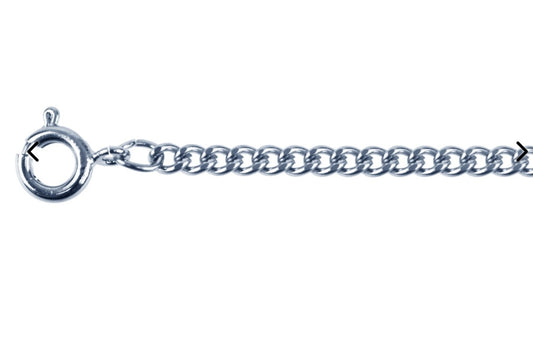 Chaine ACIER argenté maille gourmette 3mm 60cm